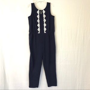 JANIE & JACK Size 7 Girls JumpSuit Navy Blue White